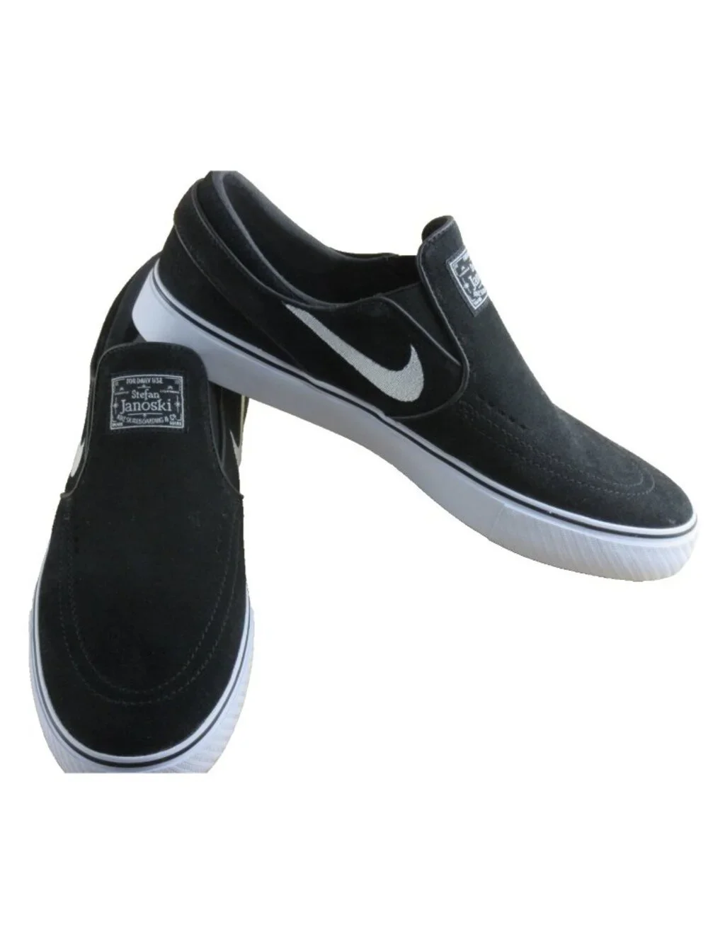 Nike Men's SB Janoski +  Slip On Skate Shoes Black White Suede Size 11.5 NEW